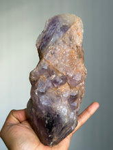 Load image into Gallery viewer, Elestial Skeletal Amethyst crystal point display with Record Keepers