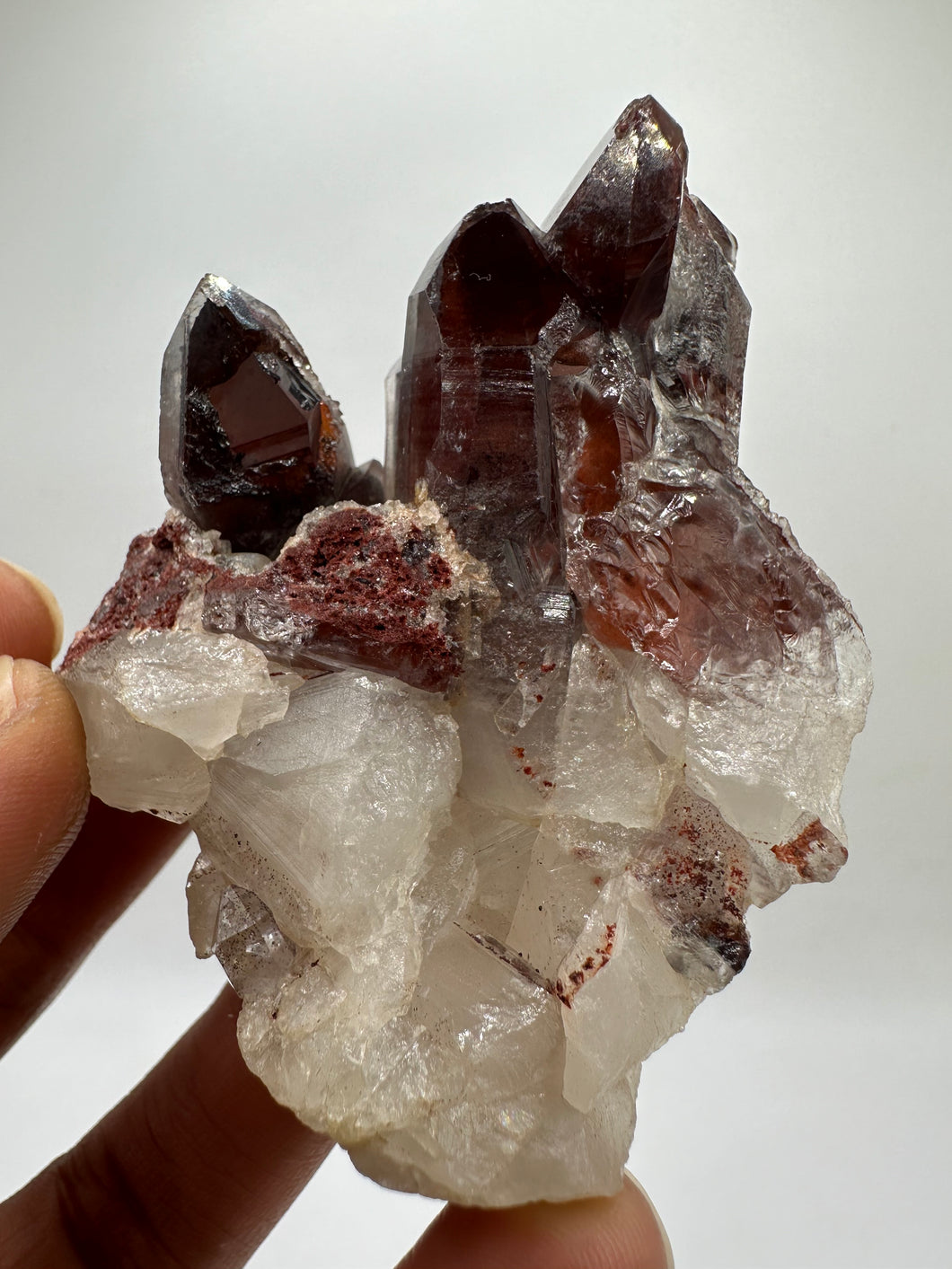 Hematite included Druzy Phantom Quartz Cluster Orange River S.Africa