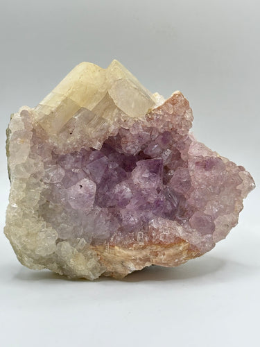 Druzy Geothite Hematite included pink Amethyst & Calcite geode