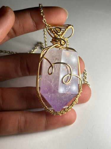 Amethyst crystal tower necklace