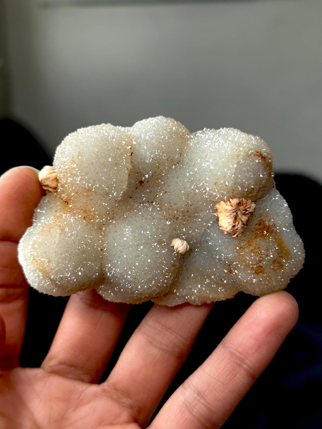 Desert Rose Barite on Druzy Quartz covered Lace Agate