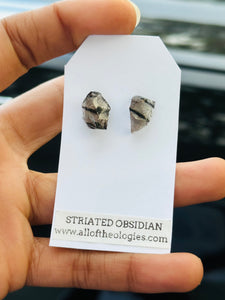 Striated Obsidian earrings