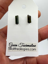 Load image into Gallery viewer, Green Tourmaline (Verdelite) studs