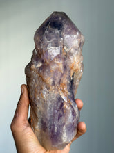 Load image into Gallery viewer, Elestial Skeletal Amethyst crystal point display with Record Keepers