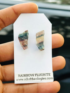 Rainbow Fluorite studs