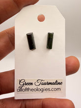 Load image into Gallery viewer, Green Tourmaline (Verdelite) studs