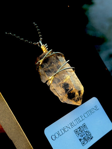 Natural Golden Rutile Citrine Necklace