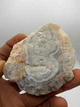 Load image into Gallery viewer, Botryoidal Druzy Chalcedony pseudomorph over lace agate Stalactites (polished)
