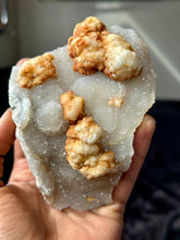 Load image into Gallery viewer, Barite Quartz Pseudomorph Crystal Druzy Quartz on Botryoidal Lace Agate with Barite