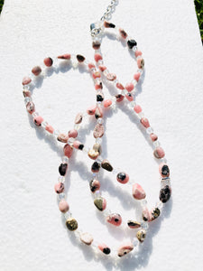 Pink Rhodochrosite Chain Beads