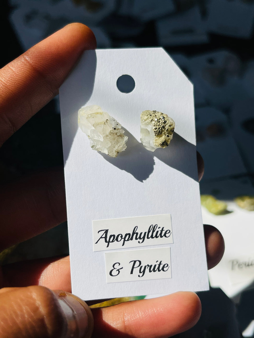Apophyllite & Pyrite studs