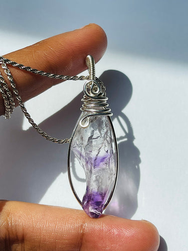 Amethyst crystal point necklace