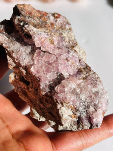 Pink Cobaltoan Calcite crystal cluster