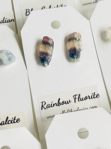 Raw Rainbow Fluorite Studs