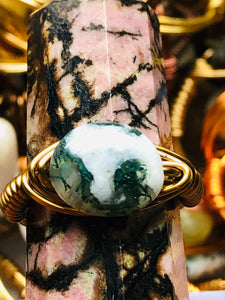 Moss Agate Cabochon Ring