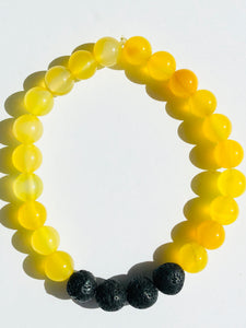 Yellow Agate/ Lava Stone Gemstone Bracelet