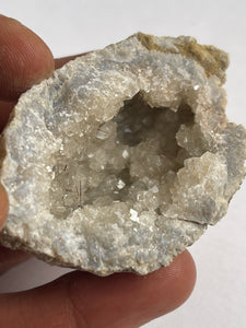 Pseudocubic Phantom Quartz geode with Pyrite needles