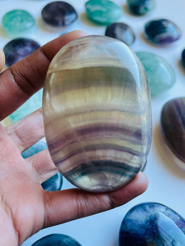 Large Rainbow Fluorite Palm stone