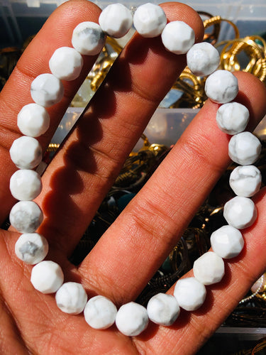 Faceted White Jasper Bracelet