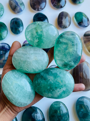 Light Green Fluorite Palm Stone